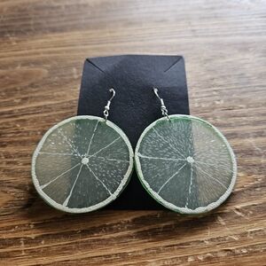 Green Citrus Slice Earrings